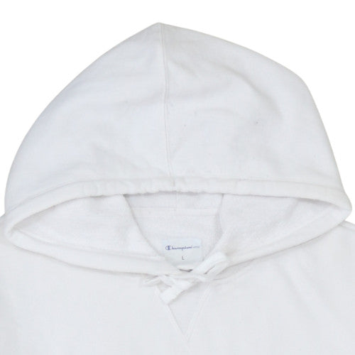 Champion Womens White Large Pullover Hoodie with Logo Embroidery