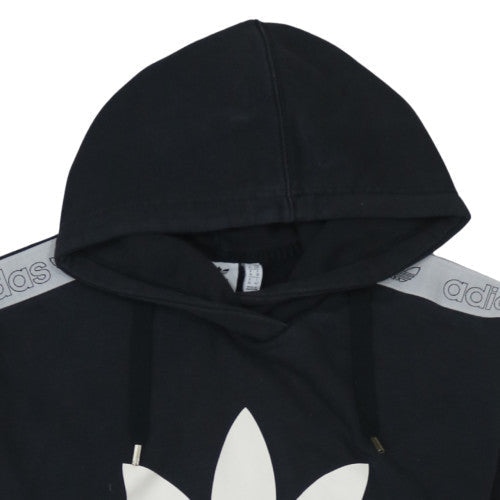 Adidas Womens Black Pullover Hoodie UK 10 with Logo Trim Detail