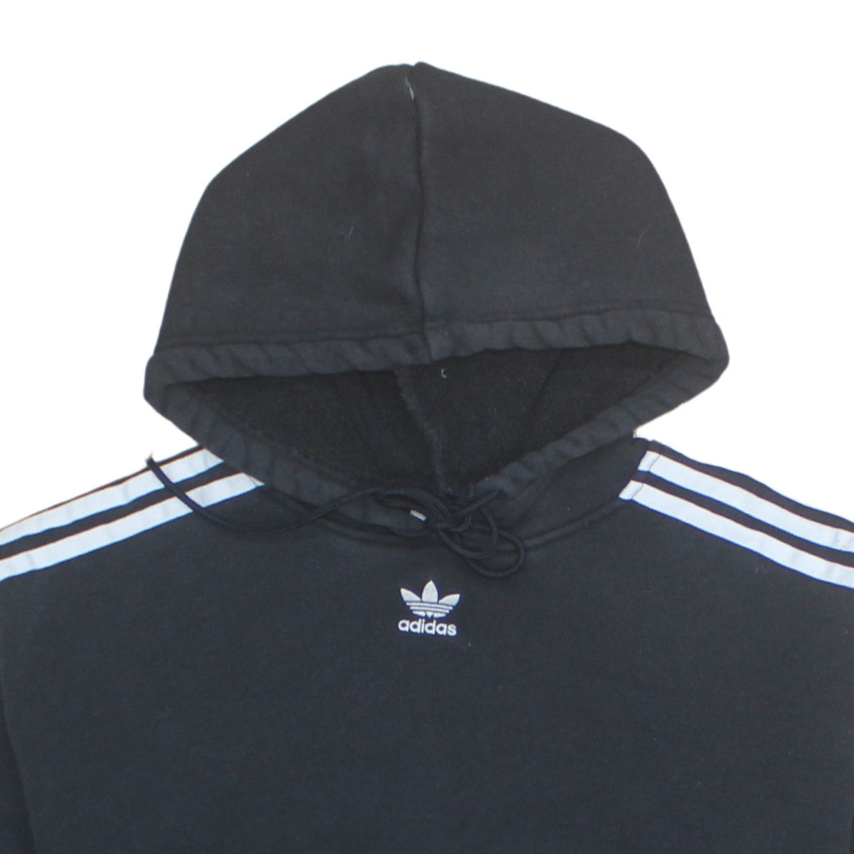 Adidas Women Black Hooded Pullover Hoodie Size 8 Trefoil Logo