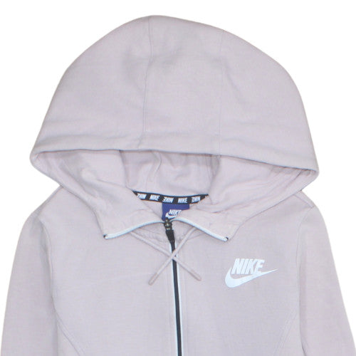 Nike Women's Beige Full Zip Hoodie Small - Cotton Blend Sweatshirt