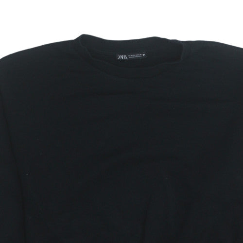 Zara Women Black Pullover Sweatshirt Size M Crew Neck Long Sleeve