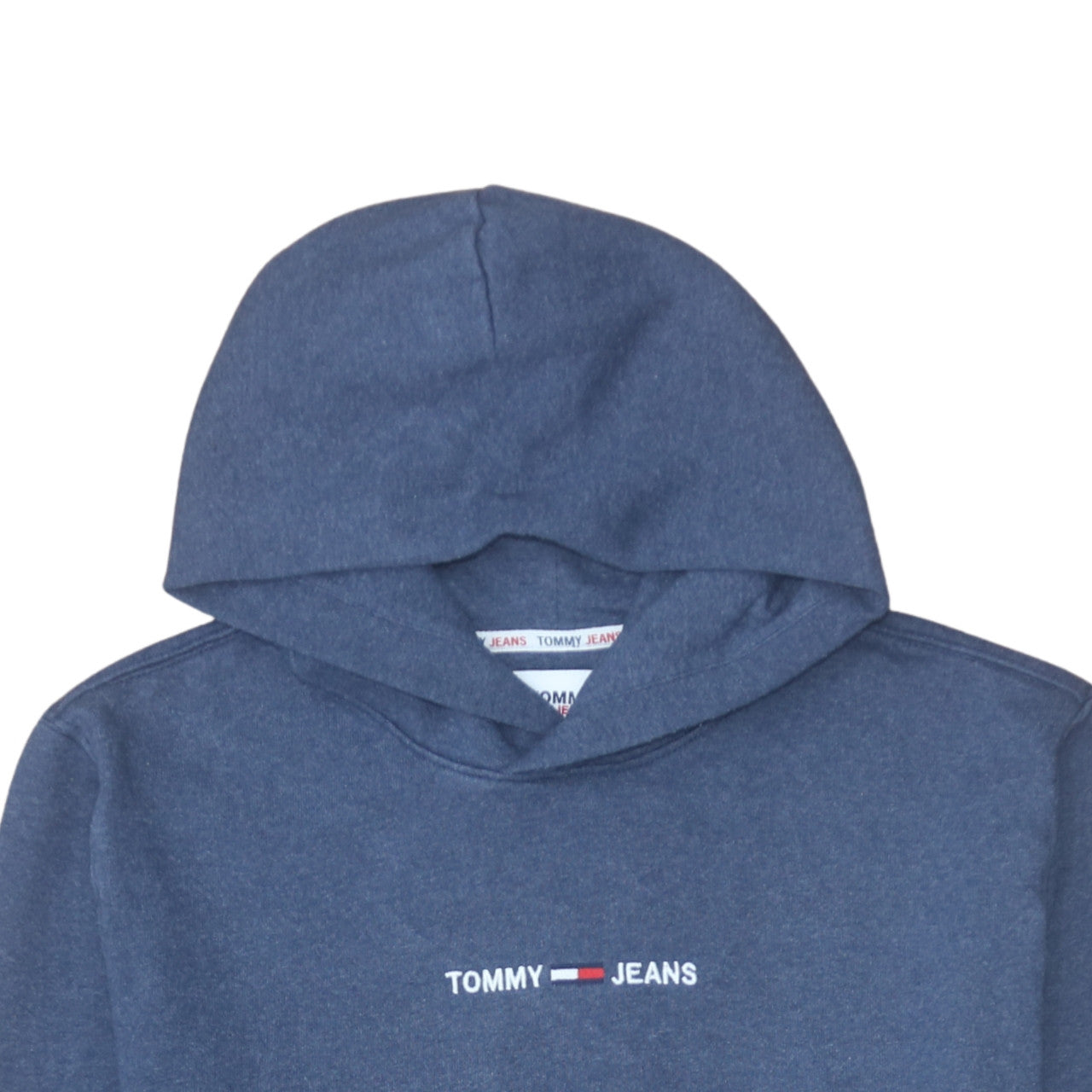 Tommy Jeans Men's Blue Pullover Hoodie L Logo Cotton Blend