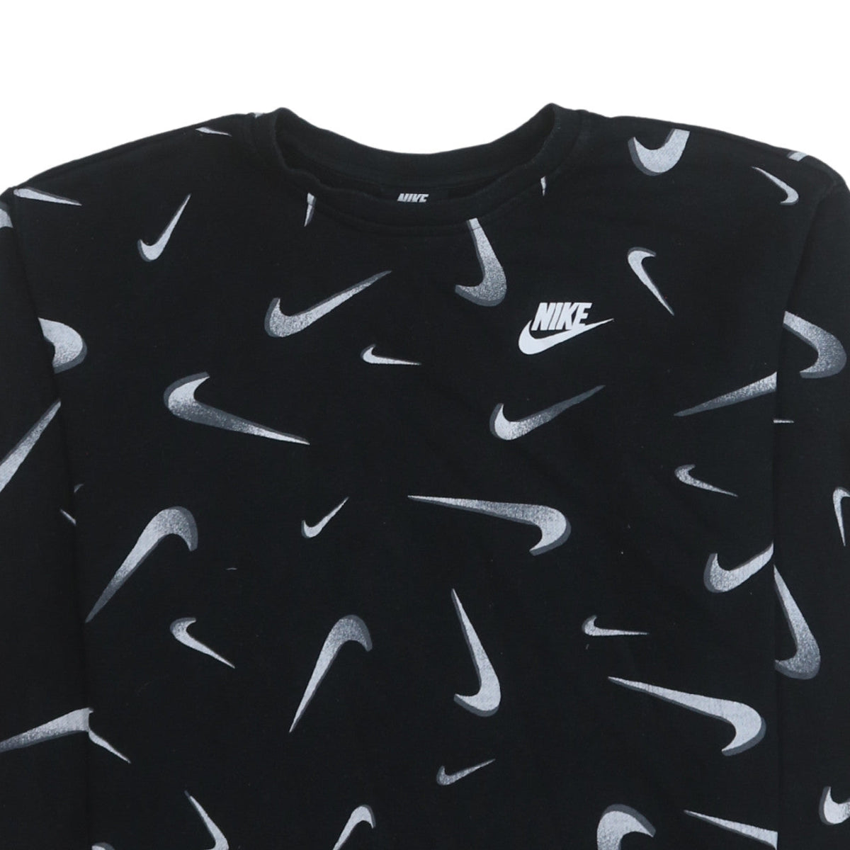 Nike Boys Black XL Pullover Sweatshirt with Swoosh Logo Print