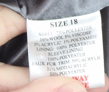 Be Beau Women Grey Check Wool Blend Duffle Coat Size 18 Hooded