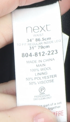 Next Men's Grey Wool Dress Pants Trousers 34W 31L Classic Fit