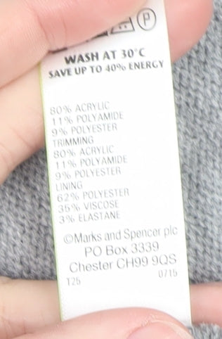 Marks & Spencer Women’s Grey V-Neck Long Sleeve Pullover Jumper Size 24