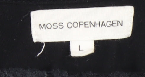 Moss Copenhagen Women Black Lace Shift Dress Size L 3/4 Sleeve