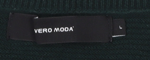 Vero Moda Womens Green L Relaxed Knit Pullover Jumper