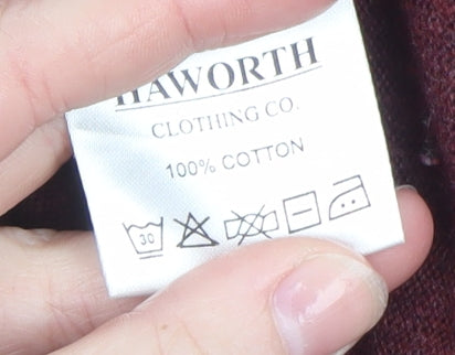 Haworth Men's Red V-Neck Cotton Jumper 2XL Regular Fit