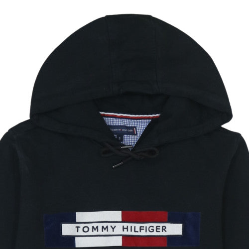 Tommy Hilfiger Men's Black Small Pullover Hoodie with Logo