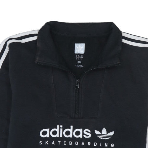 Adidas Mens Black 1/2 Zip Skateboarding Sweatshirt Size S