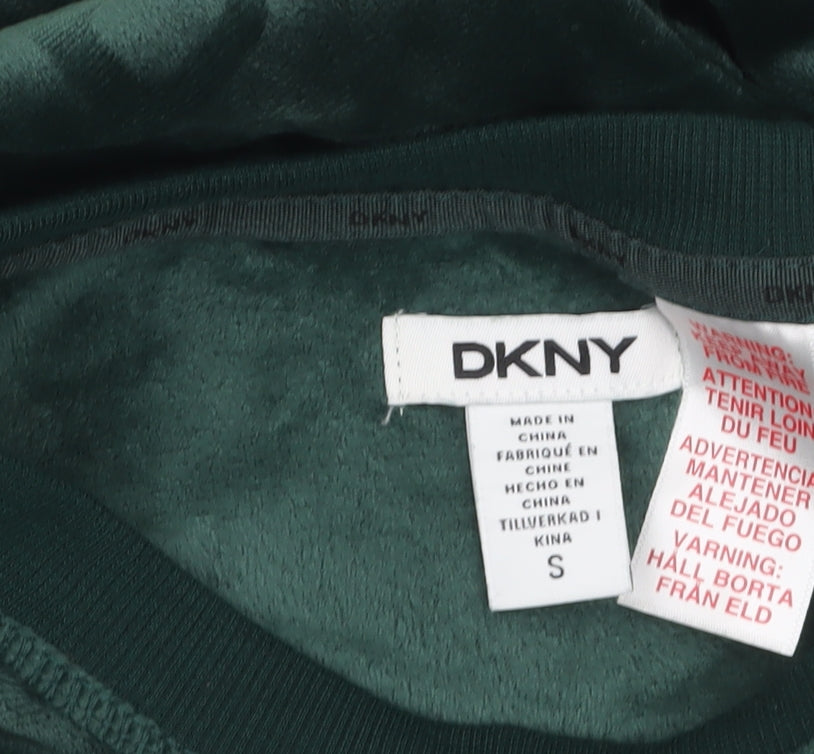 DKNY Women Green Velour Long Sleeve Lounge Top Size S