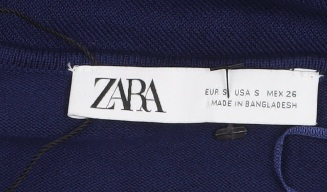 Zara Women Blue Bodycon Long Sleeve Knit Dress Size 8