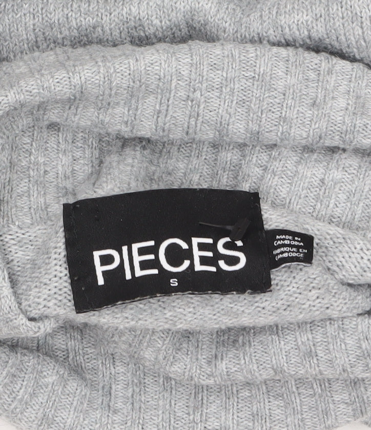Pieces Women Grey Roll Neck Pullover Jumper Size S