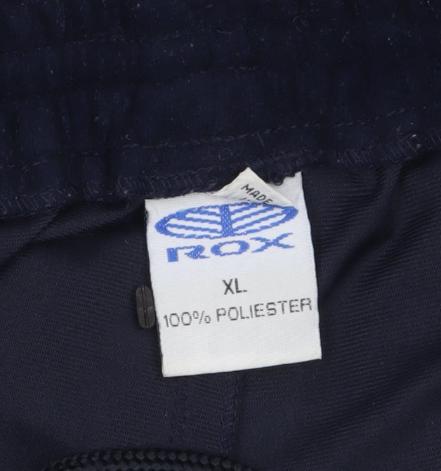 ROX Men's Navy Fleece Sweatpants XL Relaxed Fit Colour Block Design