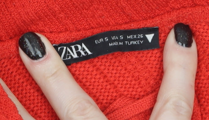 Zara Women Red One Shoulder Bodycon Midi Dress Size 8