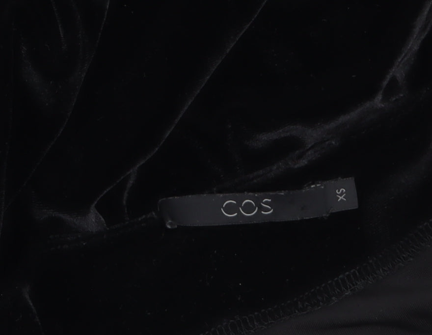 COS Women’s Black Velvet Long Sleeve V-Neck Slim Jumpsuit XS