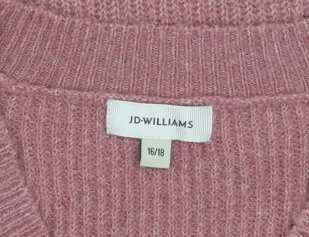 JD Williams Women’s Pink V-Neck Chunky Knit Jumper Size 16