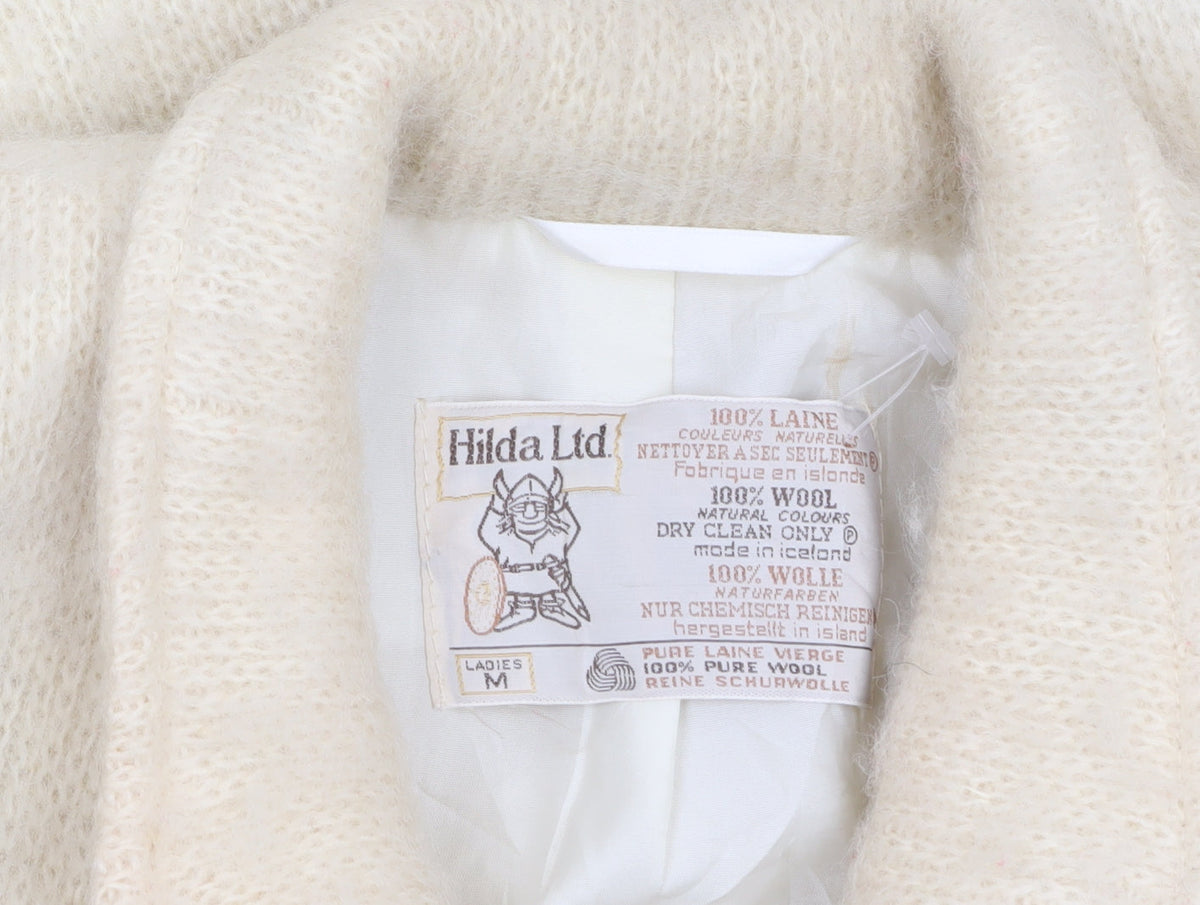 Hilda Ltd Womens Ivory Wool Mid-Length Coat Size M Classic Style