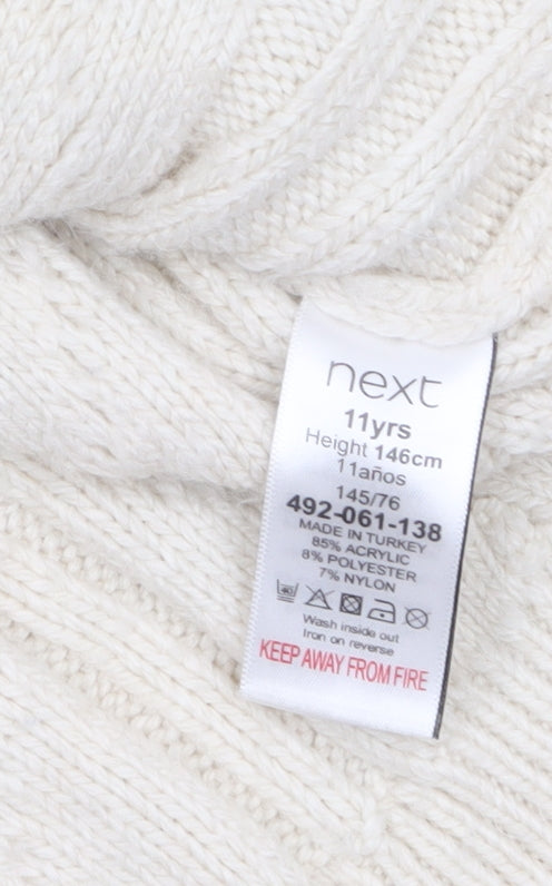 Next Girls Ivory Sleeveless Cable Knit Vest Jumper 11 Years Acrylic Blend