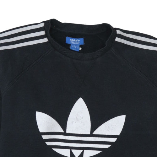 Adidas Mens Black Crew Neck Logo Sweatshirt L Cotton Blend