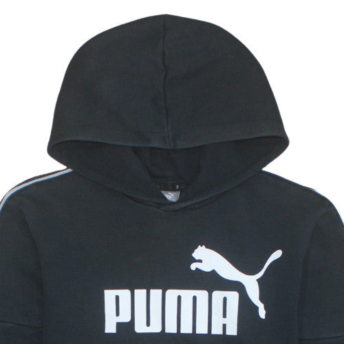 Puma Teens Black Pullover Hoodie Fleece Regular Fit 15-16Y