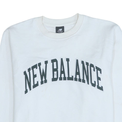 New Balance Men's White Sweatshirt S Regular Fit Crew Neck Pullover