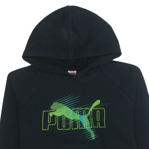 Puma Teens Black 164 Pullover Hoodie Graphic Sports Cotton Blend
