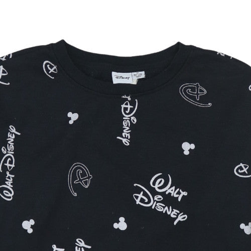 Disney Women Black XS Pullover Sweatshirt with Logo Print
