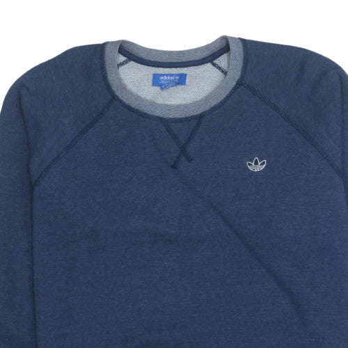 adidas Men’s Blue Crew Neck Long Sleeve Pullover Sweatshirt L