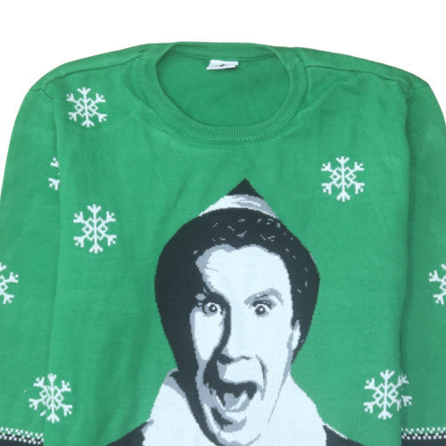 George Women’s Green Elf Christmas Jumper L Funny Pullover Knit