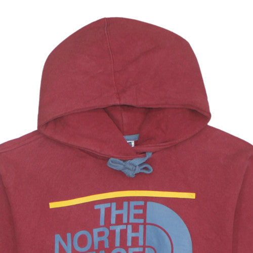 The North Face Mens Red Pullover Hoodie Size S Logo Fleece