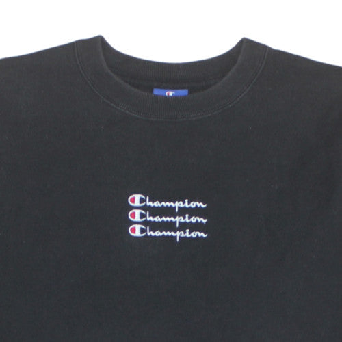 Champion Women's Black Small Pullover Sweatshirt with Logo Embroidery