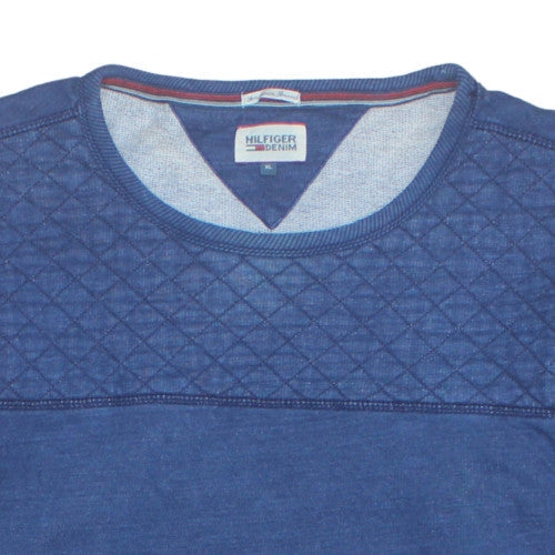 Hilfiger Denim Men's Blue Quilted Crew Neck Sweatshirt XL