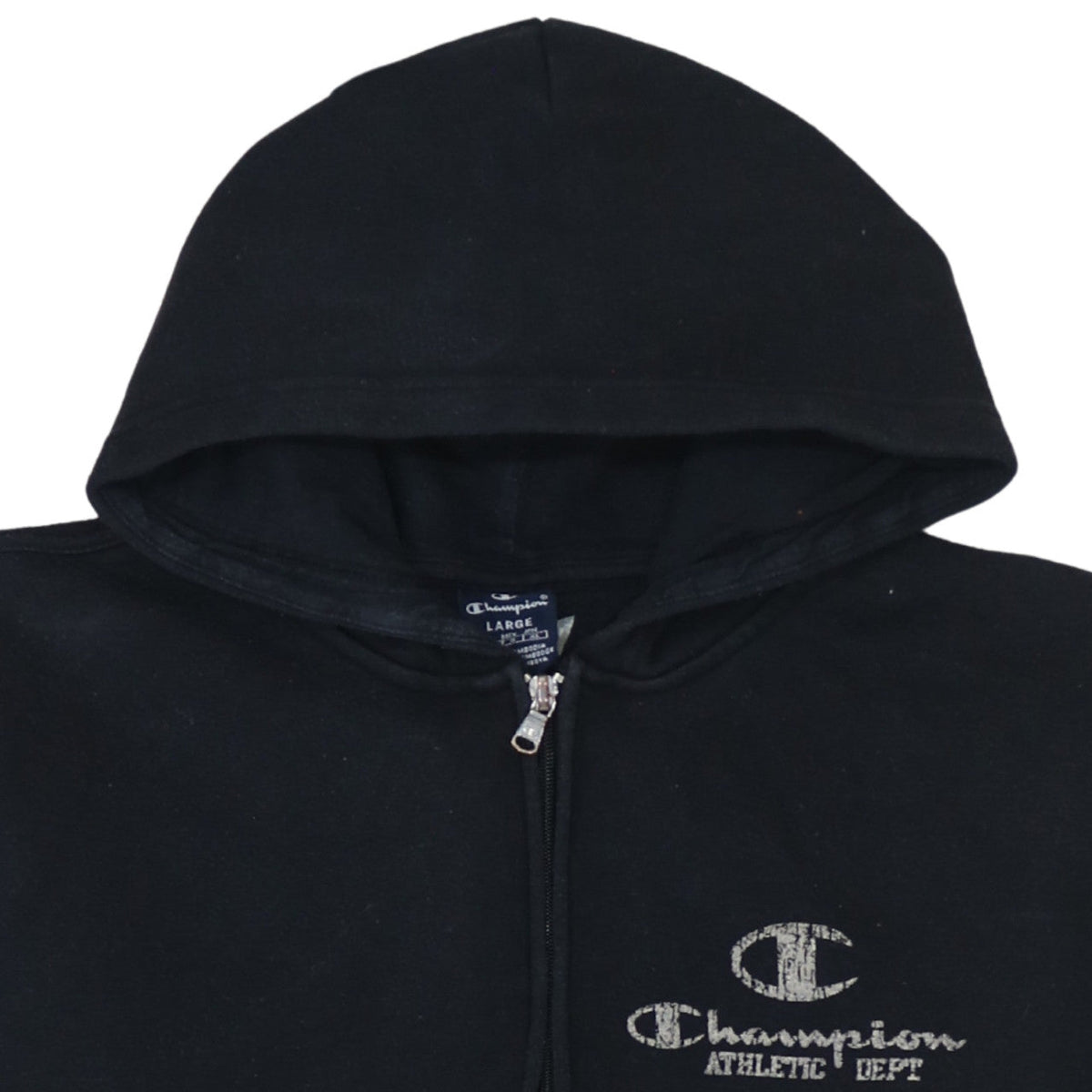 Champion Women Black Full Zip Hoodie Large Cotton Blend