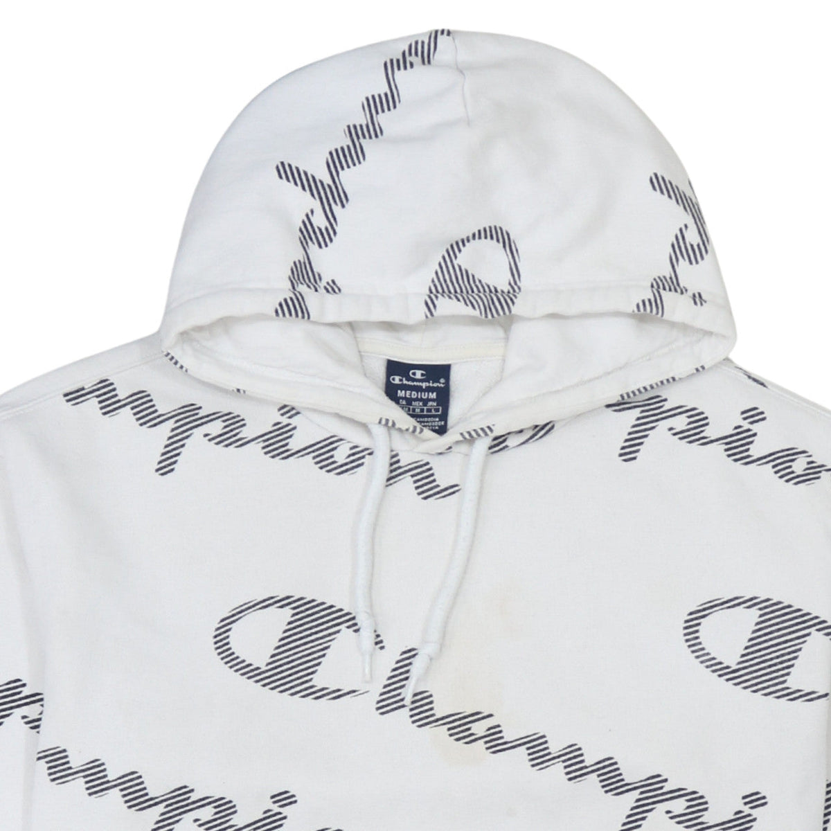 Champion Women's White Medium Pullover Hoodie with Logo Print