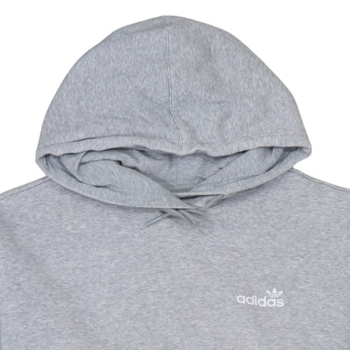 Adidas Women Grey Pullover Hoodie Size 10 Logo Print Casual Sweatshirt