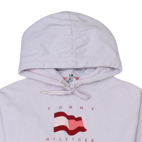 Tommy Hilfiger Women's White Small Pullover Hoodie with Logo Design