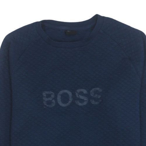 Hugo Boss Men Blue Pullover Sweatshirt M Crew Neck Logo