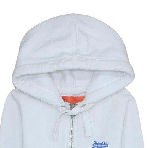 Superdry Women White Full Zip Hoodie XS Orange Label Classic