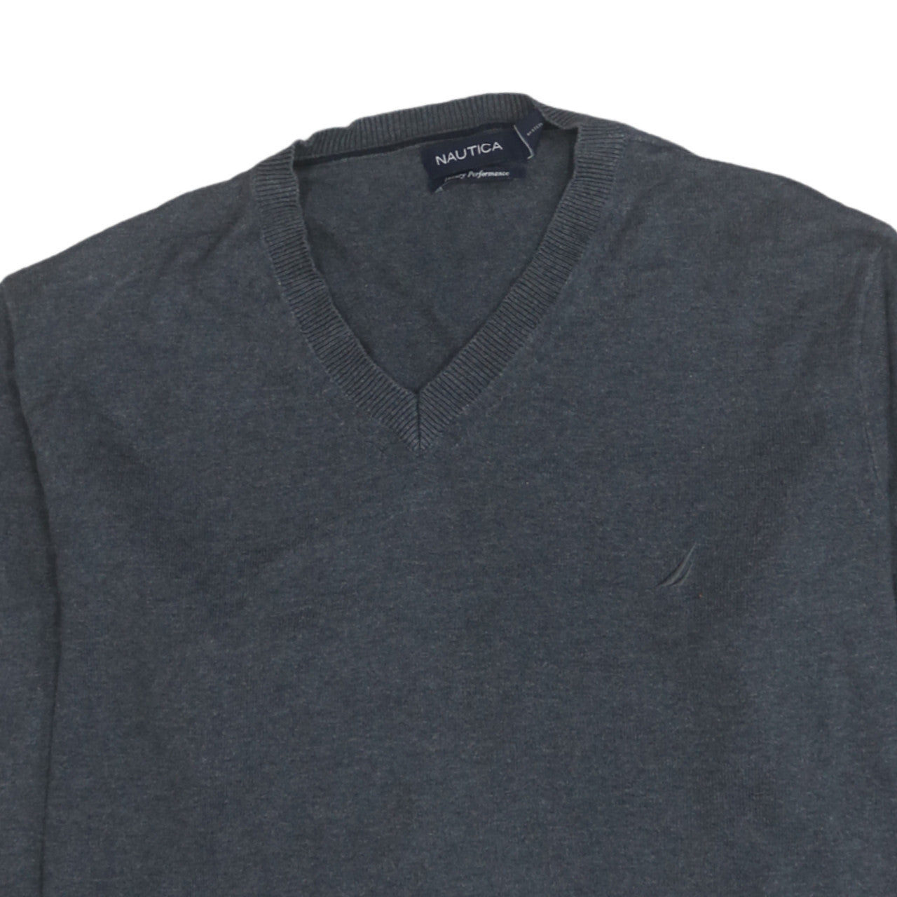 Nautica Men's Grey V-Neck Cotton Modal Pullover Jumper Size L