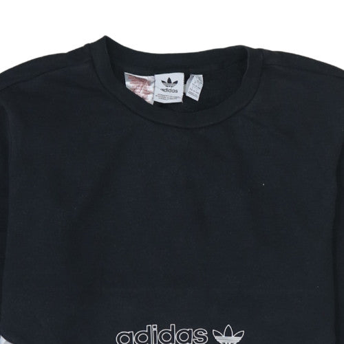 Adidas Boys Black Grey Crew Neck Pullover Sweatshirt XL 15-16 Years