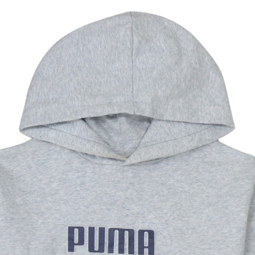 Puma Boys Grey Pullover Hoodie Size 14-16 Years Logo Fleece Sweatshirt
