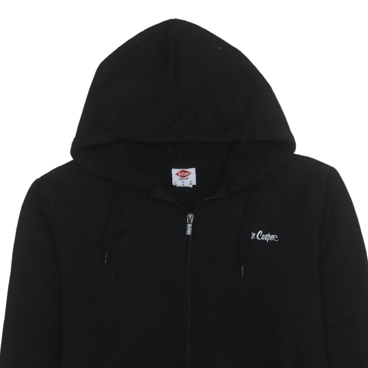 Lee Cooper Women Black Full Zip Hoodie UK 12 Comfortable Casual Sweatshirt
