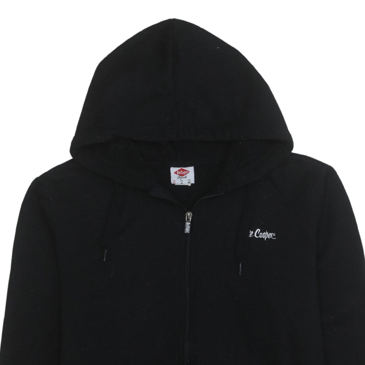 Lee Cooper Women Black Full Zip Hoodie UK 12 Comfortable Casual Sweatshirt