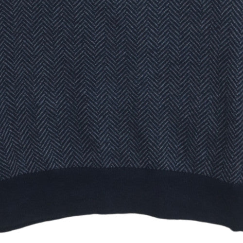 Tommy Hilfiger Men's Blue V-Neck Herringbone Cotton Jumper S