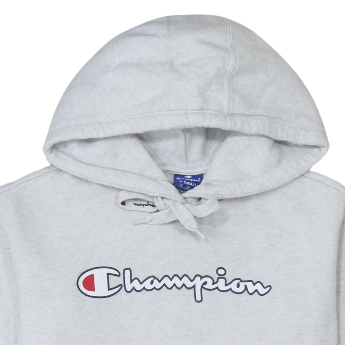 Champion Mens Grey Pullover Hoodie XS Logo Fleece Sweatshirt