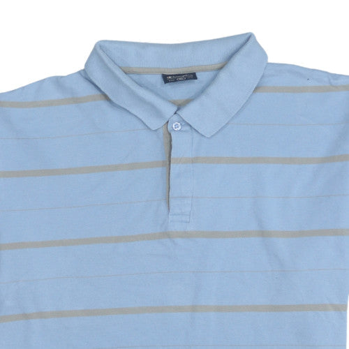 Champion Men's Blue Striped Polo Shirt Size XL Cotton Casual