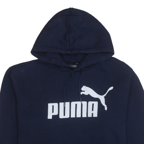 Puma Men's Blue Pullover Hoodie L Lightweight Fleece Sportswear