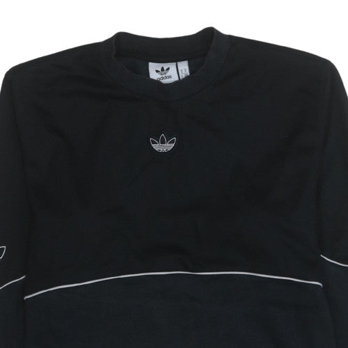 Adidas Men Black Crew Neck Pullover Sweatshirt Size M